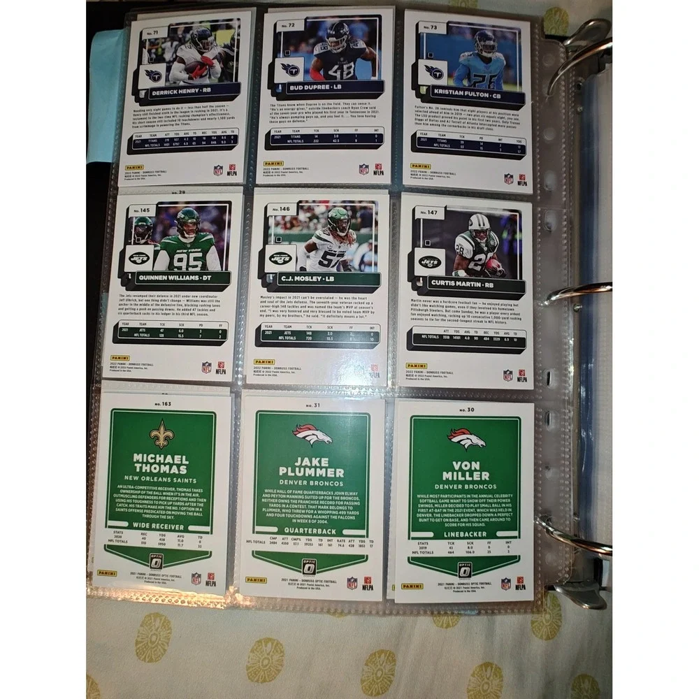 Football Trading Cards Panini Donruss Optic Lot Henry Miller Martin 9ct